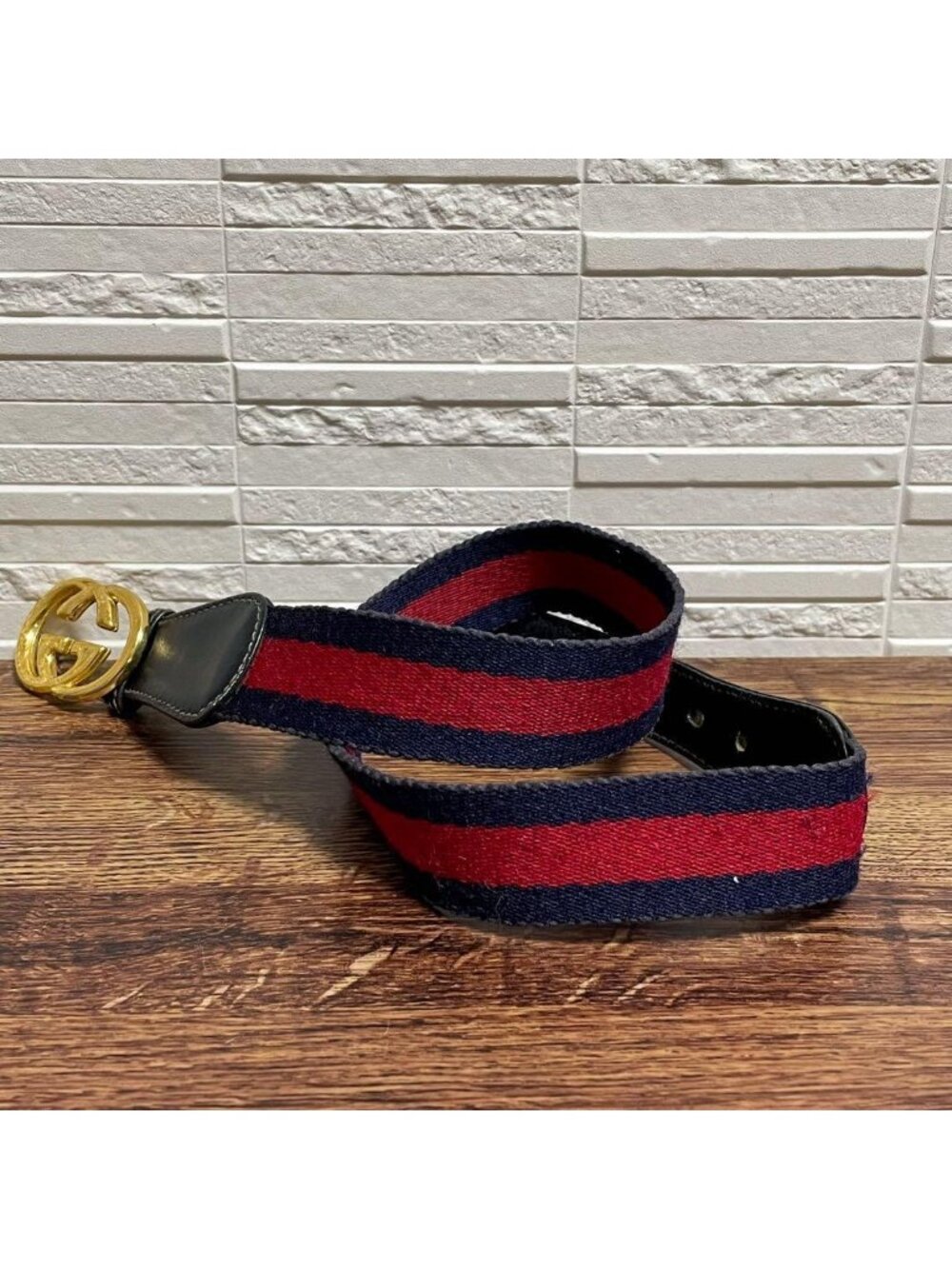 Gucci Sherry GG Gold Buckle Belt Leather Canvas - Picture 3 of 10